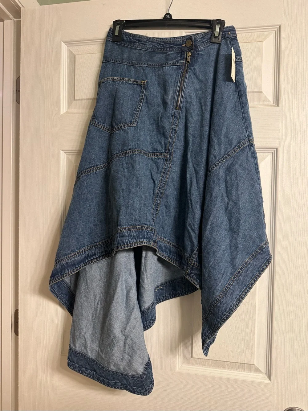 Pilcro Reworked Asymmetrical Denim Midi Skirt, size 4 - Picture 3 of 6